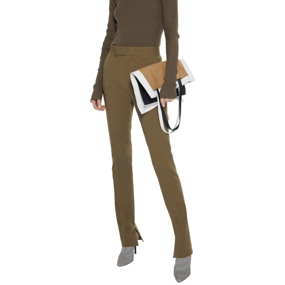 Helmut Lang Rider Legging Split Hem Slim Trouser Pant in Olive Green Size 4
